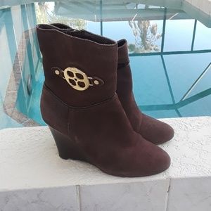 IMAN Brown Suede Ankle Boots Size 7.5 M